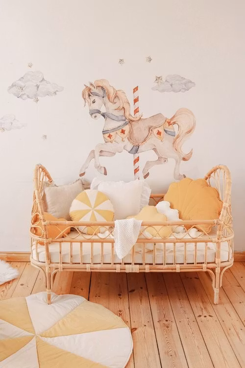 Moi Mili, legemåtte i linned cirkus, hvid/gul