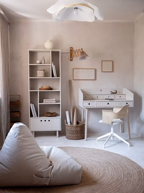 Woodluck, River skrivebord med skuffer, sand beige