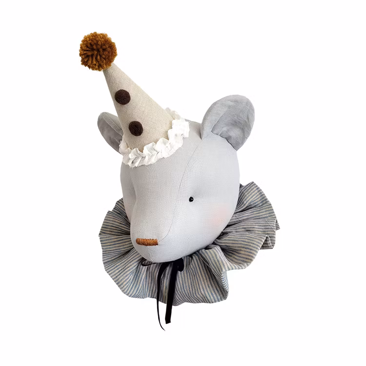 Love me decoration, blågrå bjørn med gylden hat