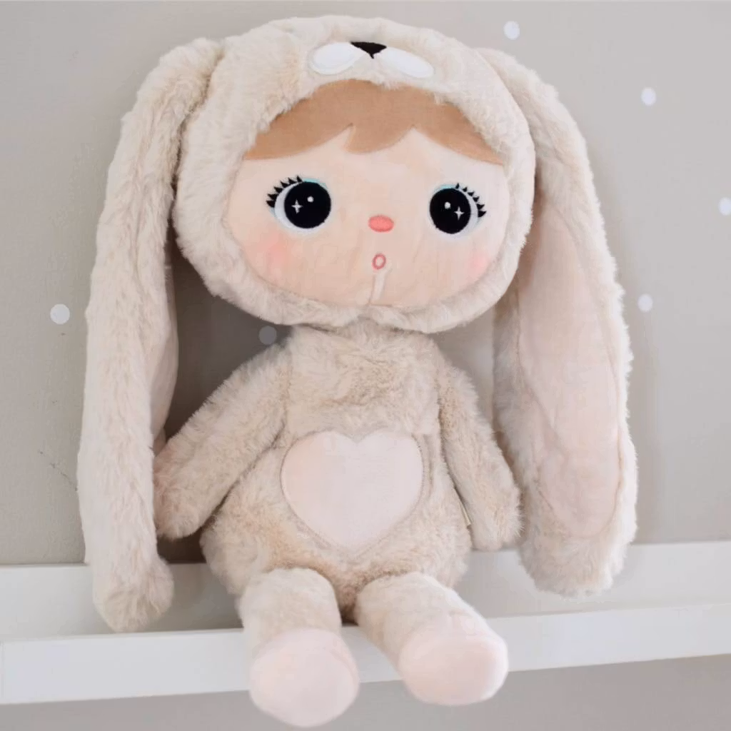 Beige kanin, stor dukke med navn