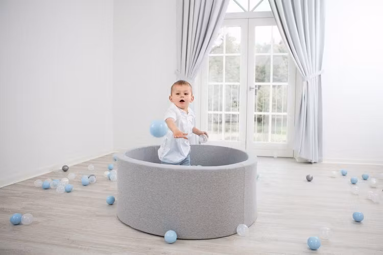 Misioo, boldbassin med 200 bolde, lysegrå