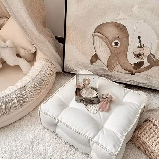 Cotton&Sweets, puf boho, hvid