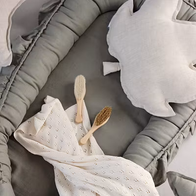 Cotton&Sweets, babynest i linned, olivengrøn