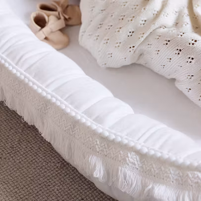 Cotton&Sweets, babynest i bomull, hvid boho