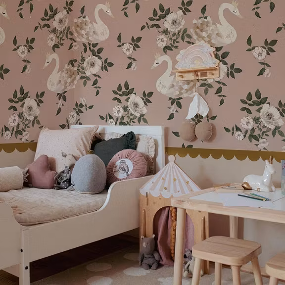 Dekornik, tapet Swans Kingdom Pink