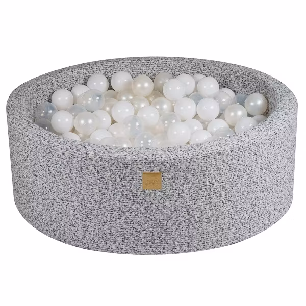 Meow, grå melange boucle boldbassin med 200 bolde, White mix