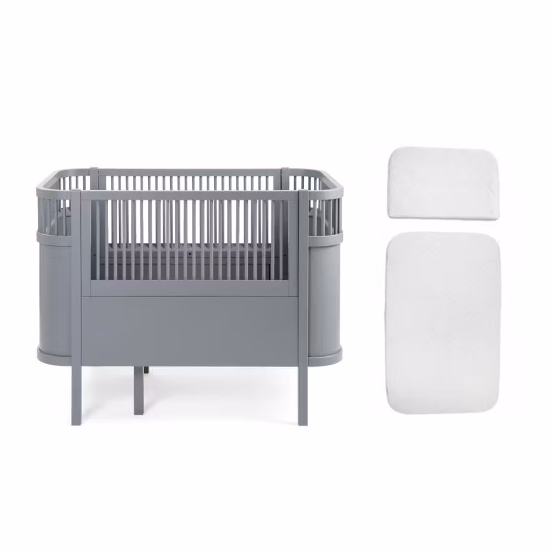 Sebra, seng Kili Baby & Jr med madras, grå