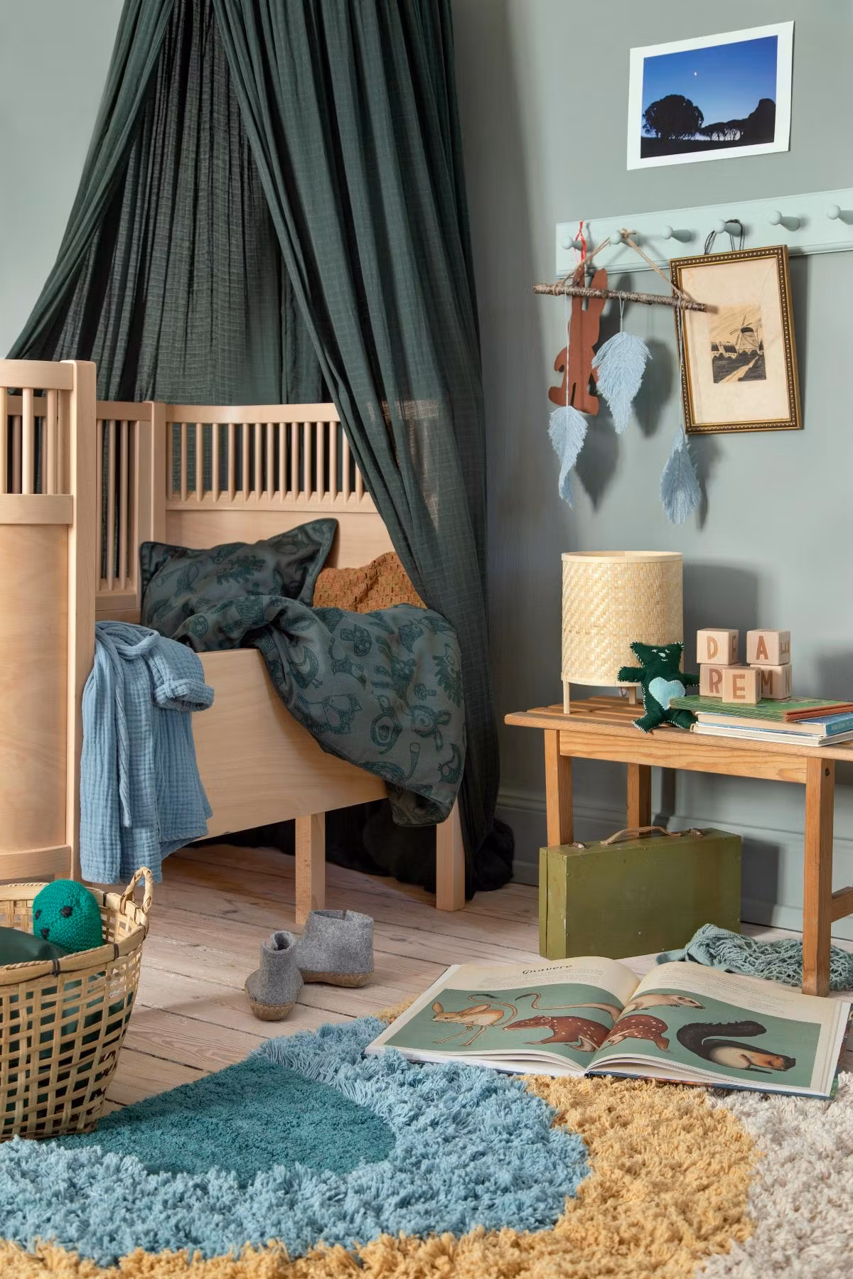 Sebra, tæppe regnbue, Dusty Green