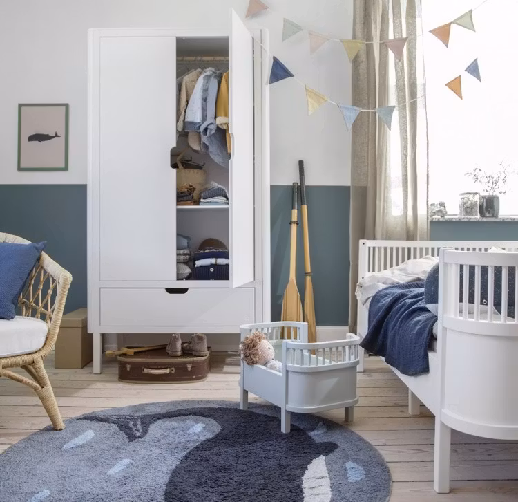 Sebra, dobbelt klædeskab, hvid