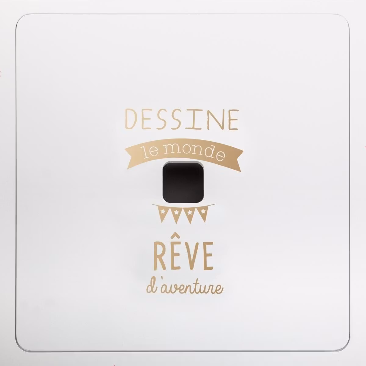 Møbelsæt bord med to taburetter, hvid/guld