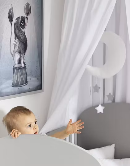 Cotton&Sweets, uro, hvid måne med sølvstjerner