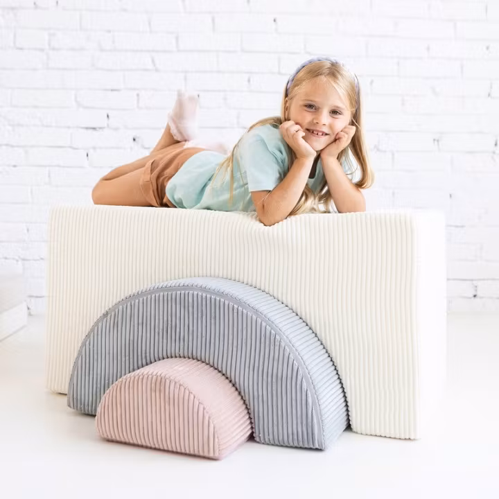 Babylove, byggeklodse i stof Rainbow, grå