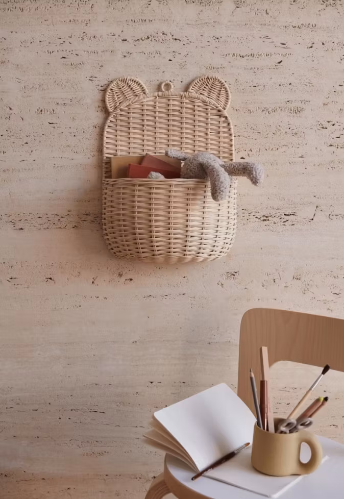 Maileg, garderobe i træ vintage, mint/grå