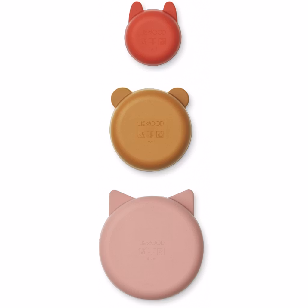 Liewood, skål 3-pak Eddie, Dusty Raspberry Mix