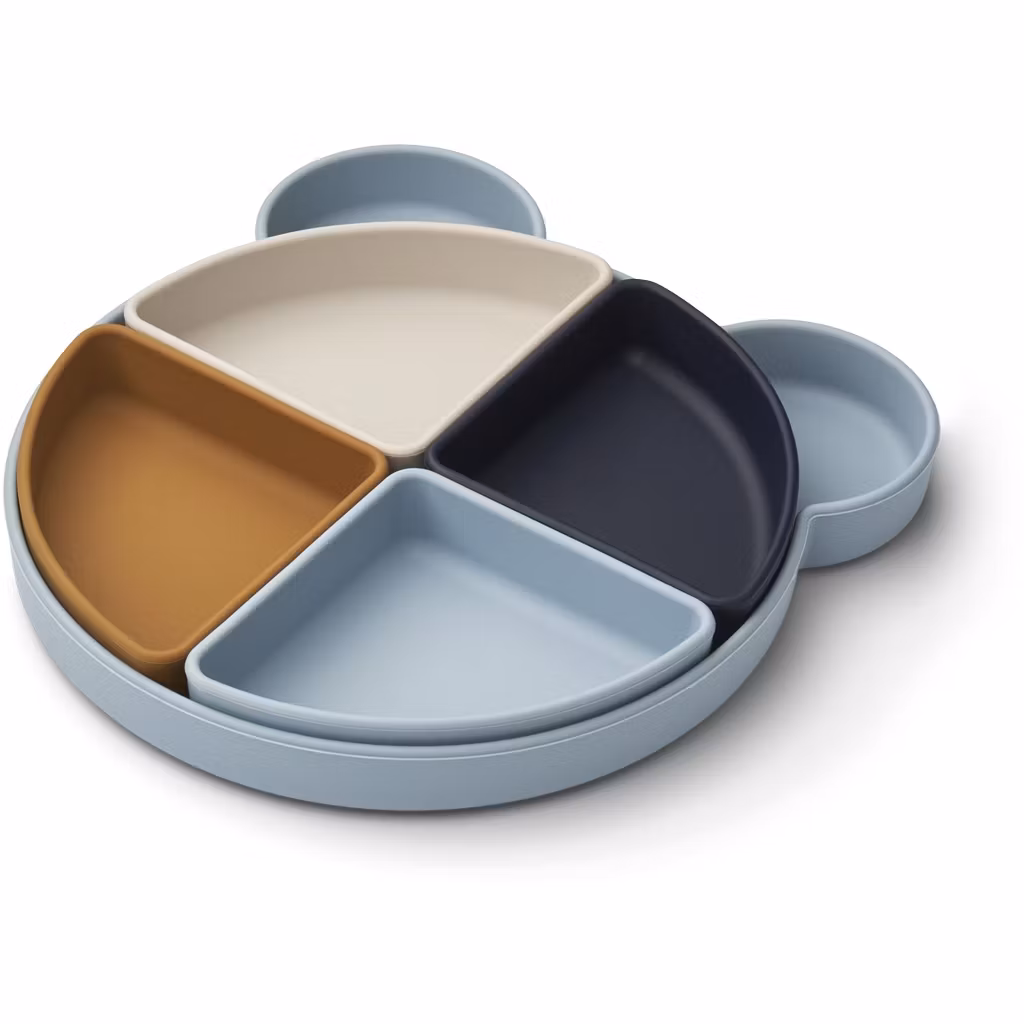 Liewood, silikone tallerken Arne, Mr Bear Blue Mix