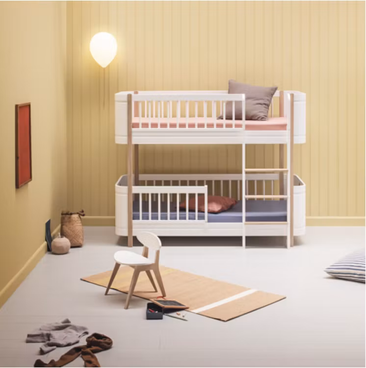 Oliver Furniture, halvhøj køjeseng Mini+, hvid/eg