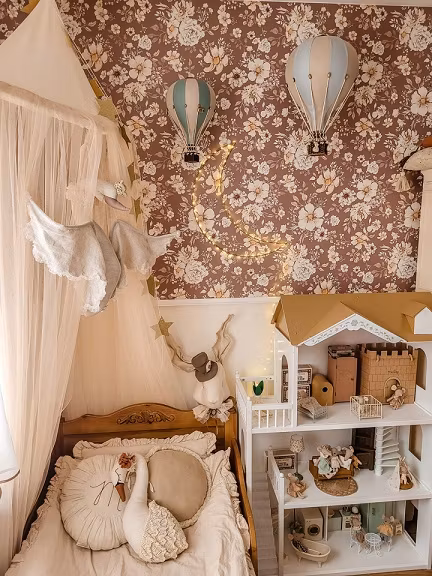 Dekorillo, tapet Boho flowers brown