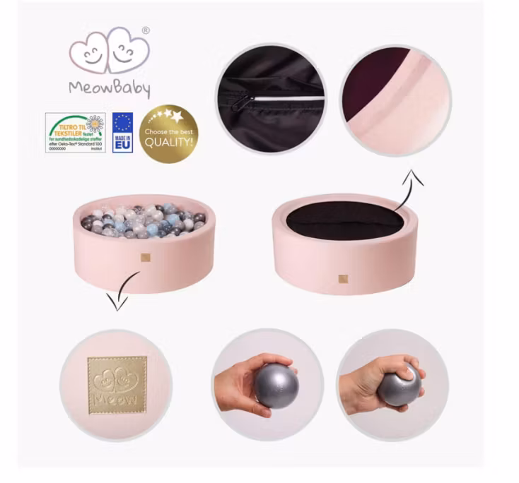 Meow, sand fløjlsbukser boldbassin 200 bolde, Pink mix