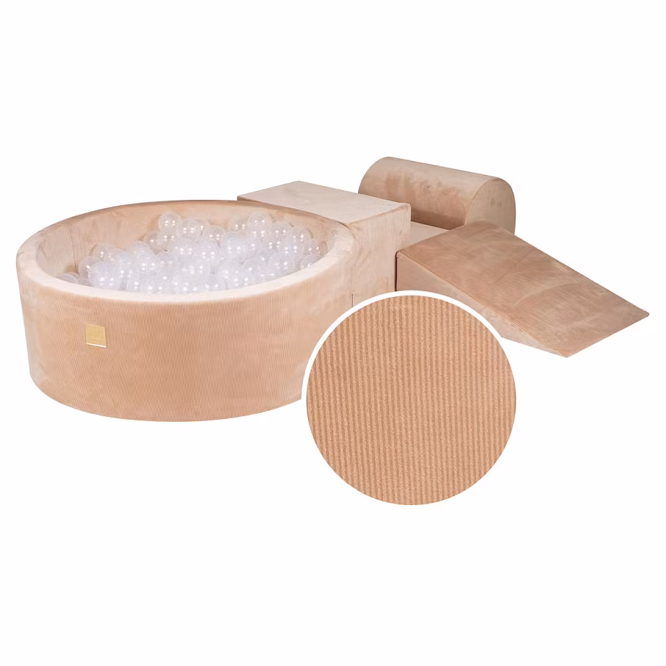 Meow, Sand bygbar fløjlsbukser legeplads med boldbassin, 200 bolde