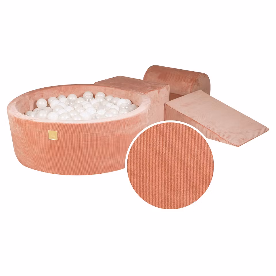 Meow, Abrikos bygbar fløjlsbukser legeplads med boldbassin, 200 bolde