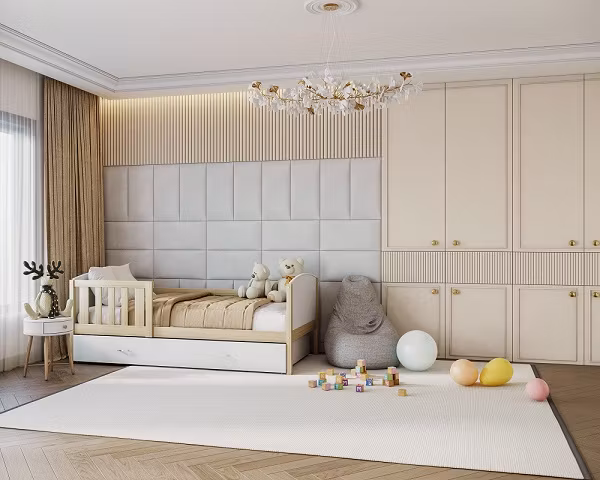 Polstret vægpanel, hvid (forskellige størrelser)