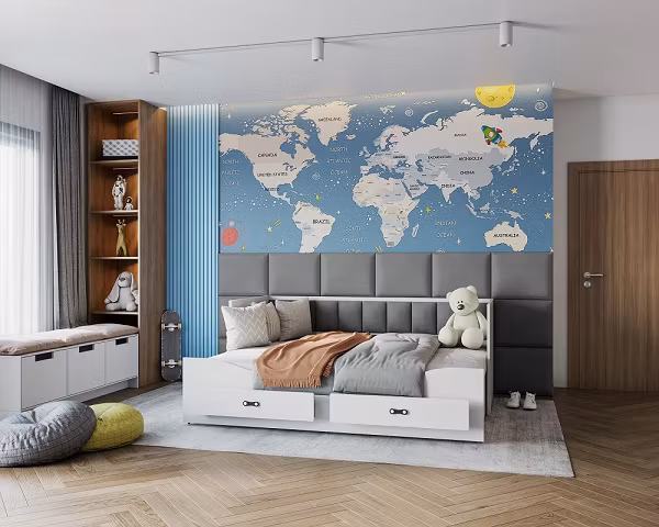 Polstret vægpanel, grå (forskellige størrelser)