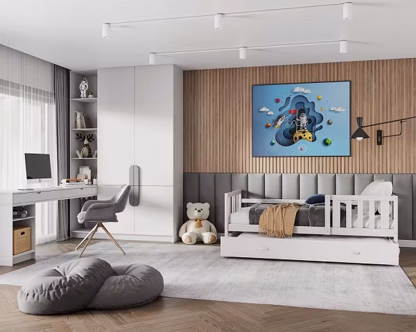 Polstret vægpanel, grå (forskellige størrelser)