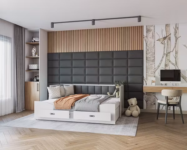 Polstret vægpanel, antracit (forskellige størrelser)