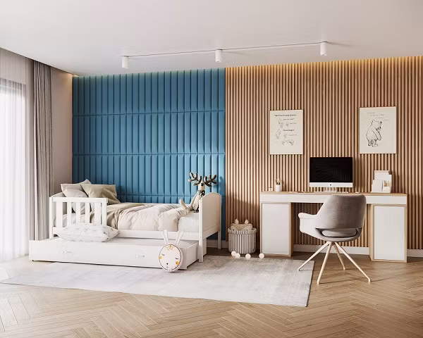 Polstret vægpanel, blå (forskellige størrelser)