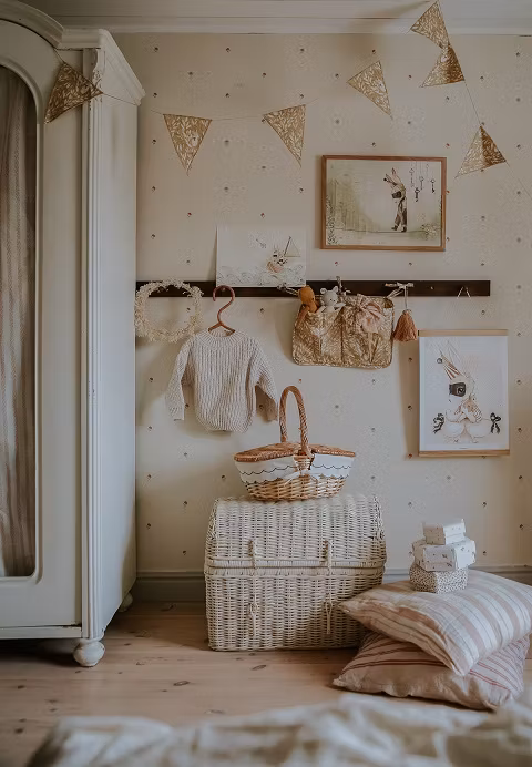 Mrs Mighetto, lomme til seng Misty Leaf Yellow