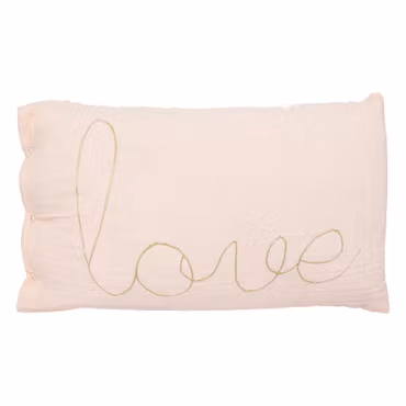 Lyserød rektangulær pude, Love