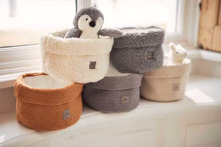 Jollein, opbevaringskurv teddy, soft grey