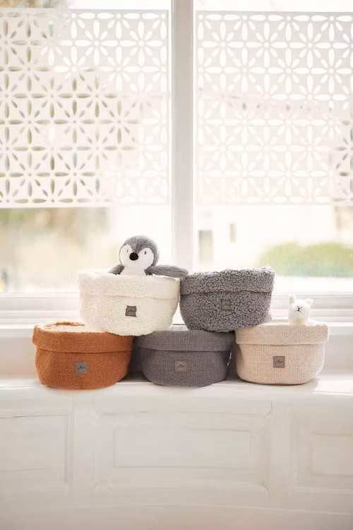 Jollein, opbevaringskurv teddy, cream