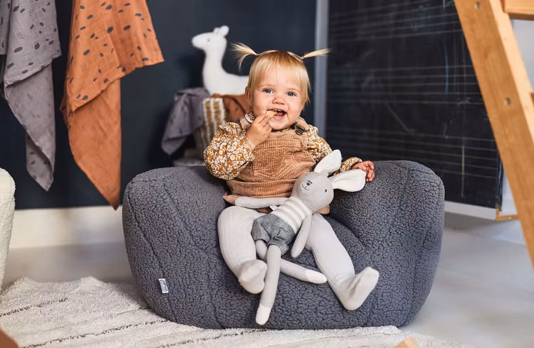 Jollein, lænestol teddy, grey