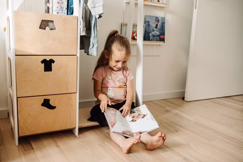 Duck Woodworks, garderobe tøjstang med kasser Clothes, hvid/natur