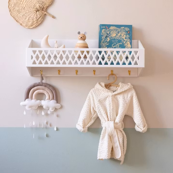 Cam Cam, hylde med knager Harlequin, hvid