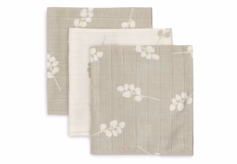 Jollein, stofbleer vaskeklude 3-pak, Twig Olive Green