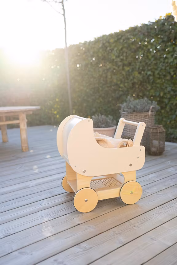JaBaDaBaDo, dukkevogn i træ, hvid