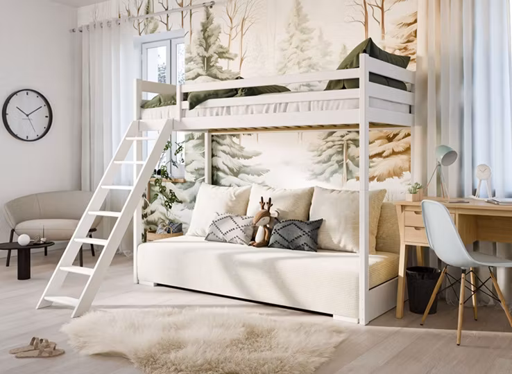 Højseng med udtrækssofa Selma 90x200/140x200 cm