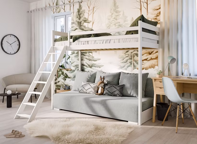 Højseng med udtrækssofa Selma 90x200/140x200 cm