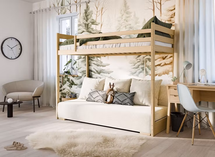 Højseng med udtrækssofa Selma 90x200/140x200 cm