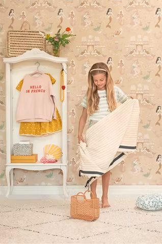 Majvillan, tapet Mermaid reef, sandy beige