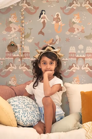 Majvillan, tapet Mermaid reef, ocean blue