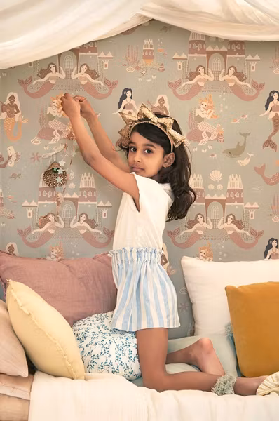 Majvillan, tapet Mermaid reef, ocean blue