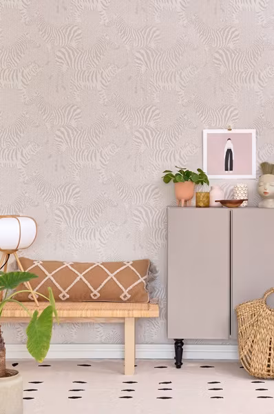 Majvillan, tapet Safari stripes, warm grey