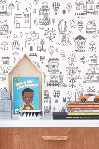 Majvillan, tapet Small town, soft black