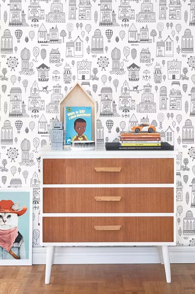 Majvillan, tapet Small town, soft black