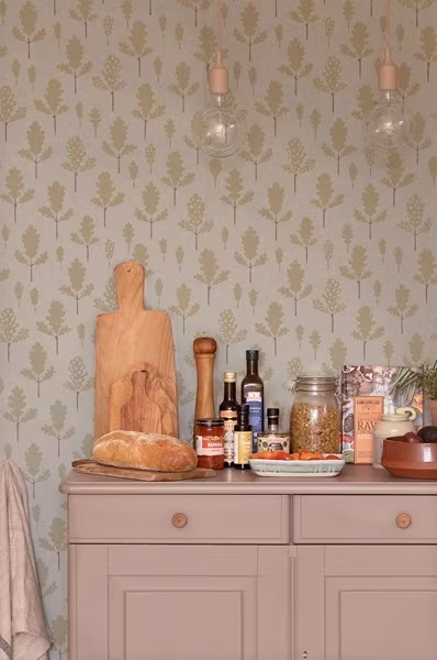 Majvillan, tapet Oak, greige blue