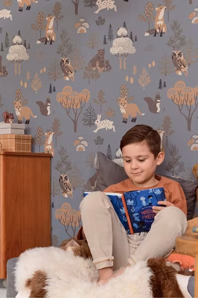 Majvillan, tapet Deep forest, midnight blue