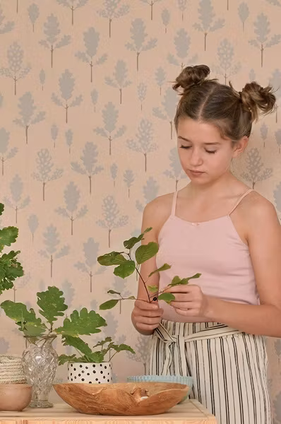 Majvillan, tapet Oak, nature beige